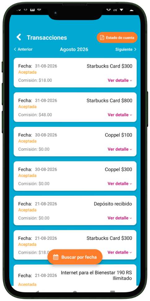 Movimientos en la app AKTIVA