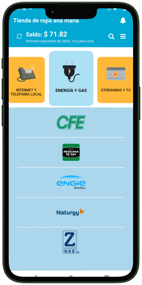 Venta de Recargas en la app AKTIVA