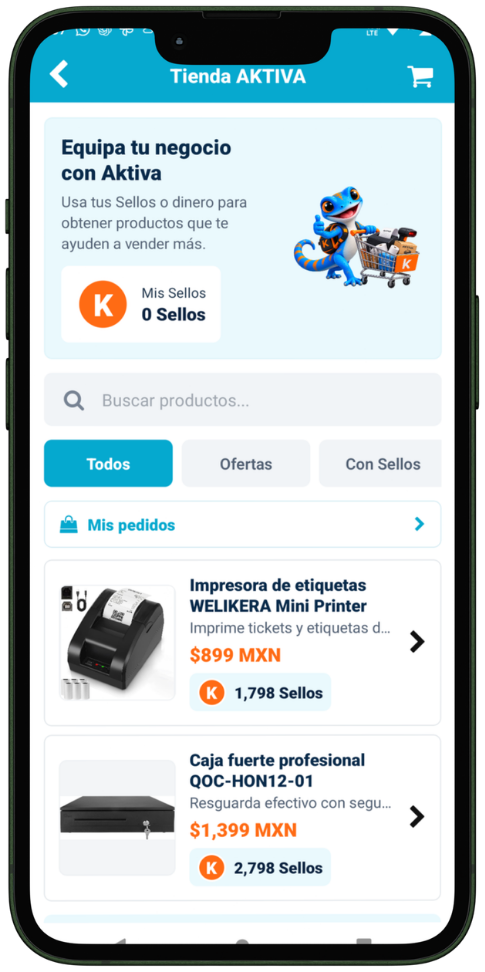 Tienda en línea en la app AKTIVA