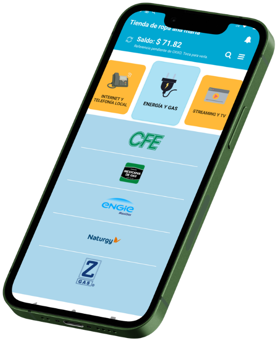 Vista de servicios disponibles en la app AKTIVA